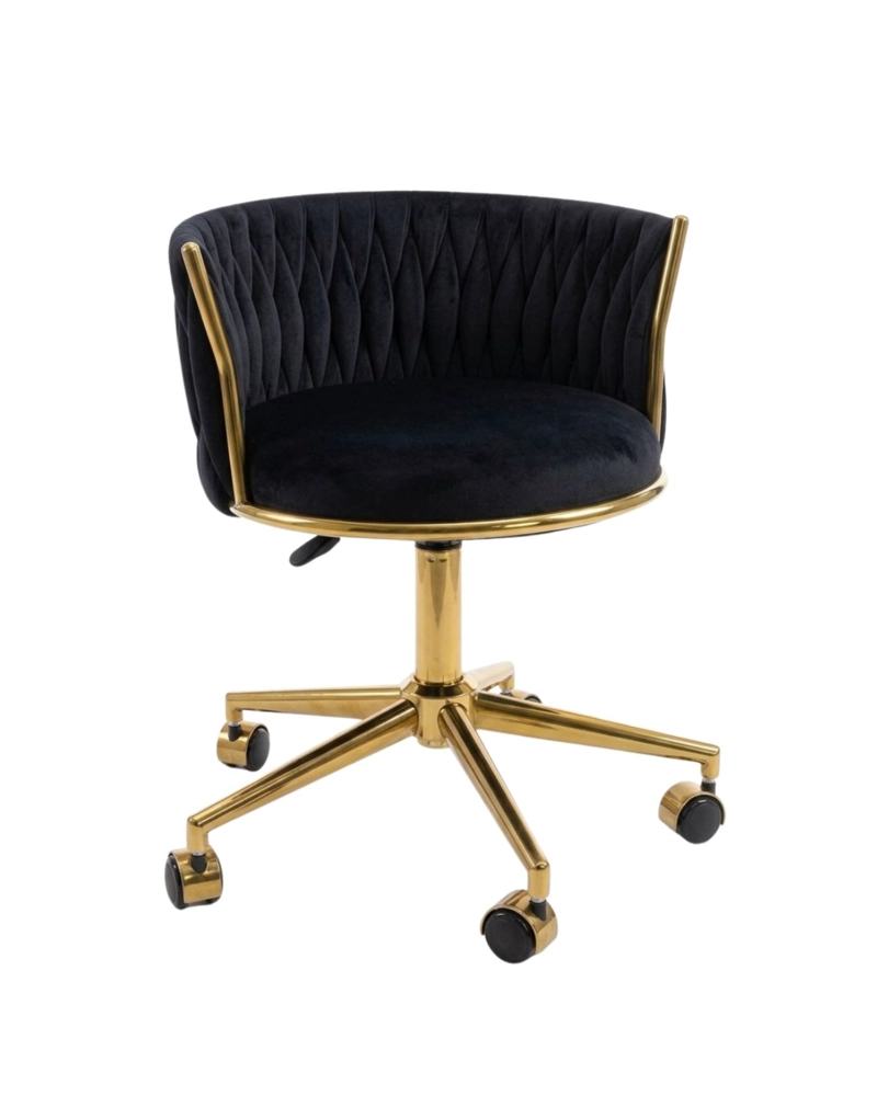 SILLA ESCRITORIO QUEEN FELPA PEDESTAL DORADO - 1