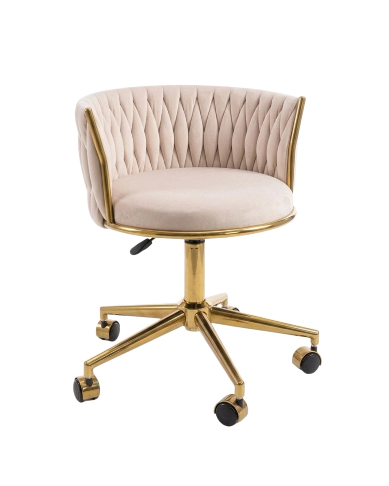 SILLA ESCRITORIO QUEEN FELPA PEDESTAL DORADO - 1
