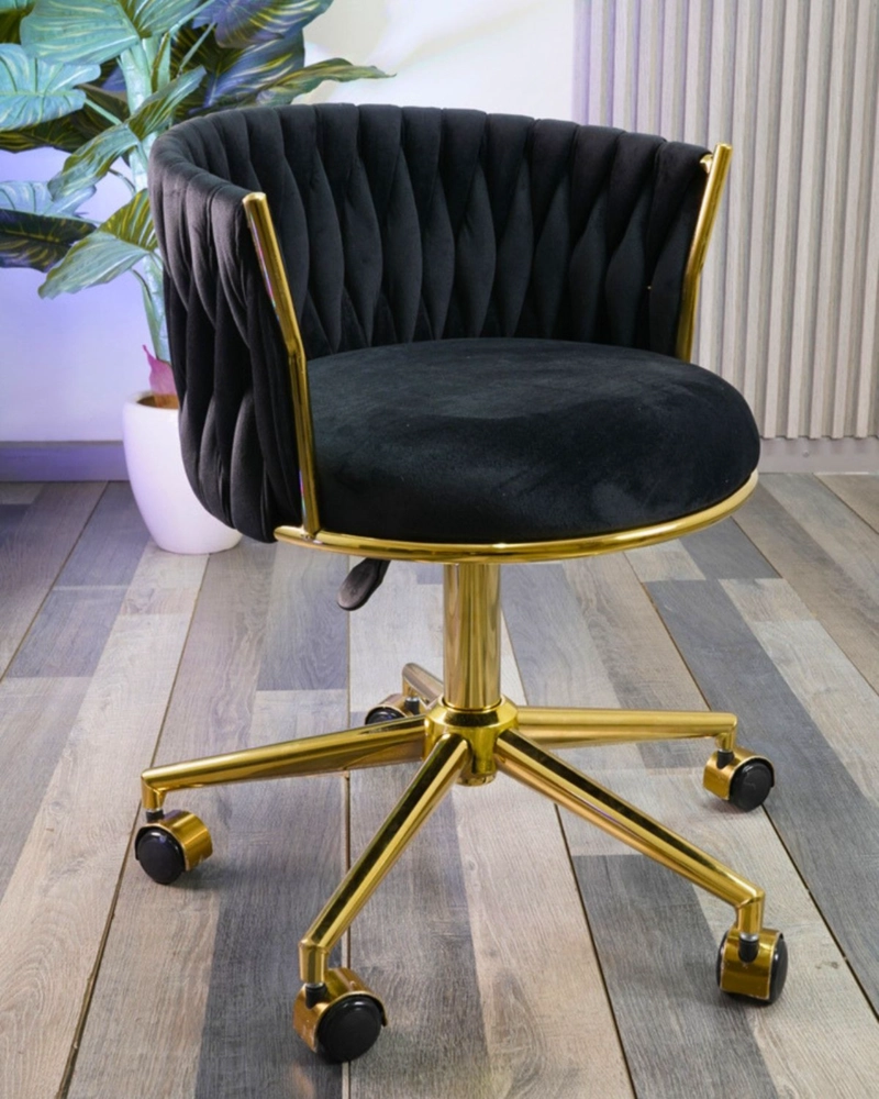 SILLA ESCRITORIO QUEEN FELPA PEDESTAL DORADO - 2