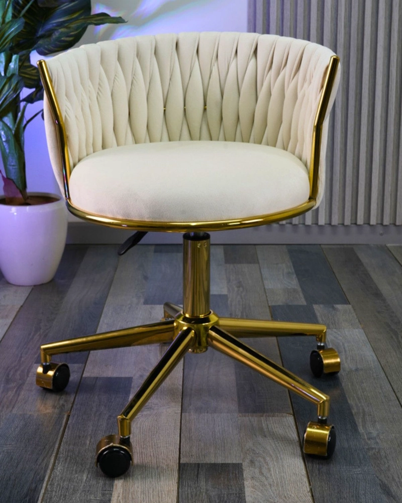 SILLA ESCRITORIO QUEEN FELPA PEDESTAL DORADO - 2