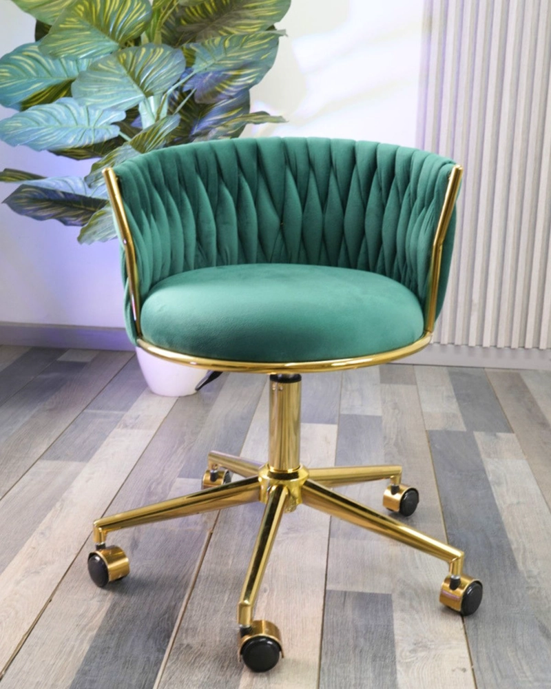 SILLA ESCRITORIO QUEEN FELPA PEDESTAL DORADO - 2