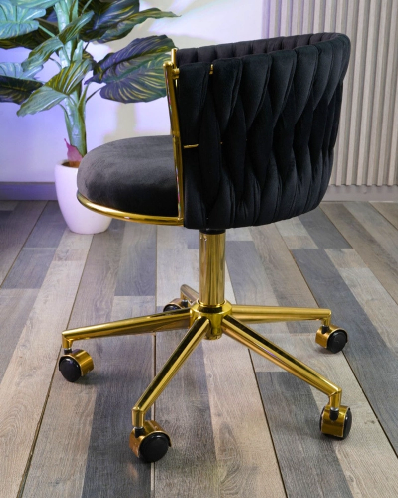 SILLA ESCRITORIO QUEEN FELPA PEDESTAL DORADO - 3