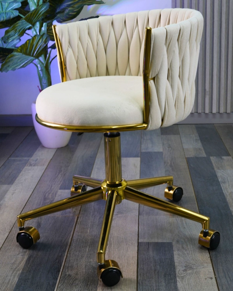 SILLA ESCRITORIO QUEEN FELPA PEDESTAL DORADO - 3