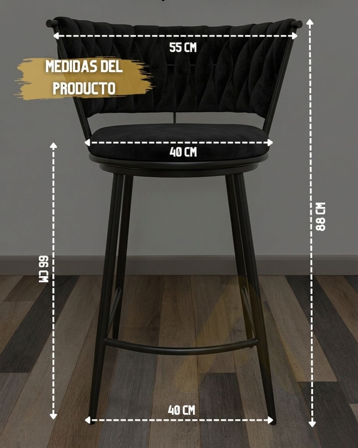 SILLA DE BAR GALES BLACK 66 CM - 5