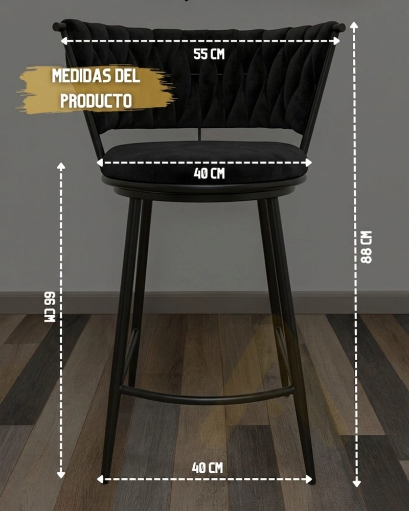 SET 2 SILLAS DE BAR GALES BLACK 66 CM - 5