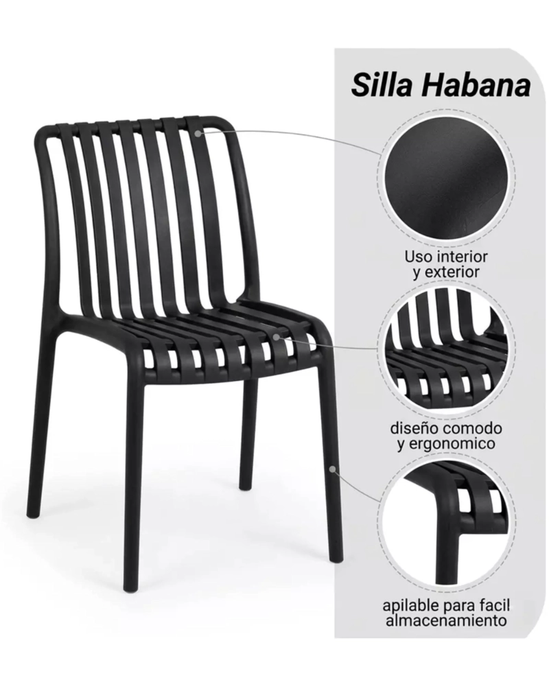 PACK 4 SILLAS EXTERIOR HABANA APILABLE - 6