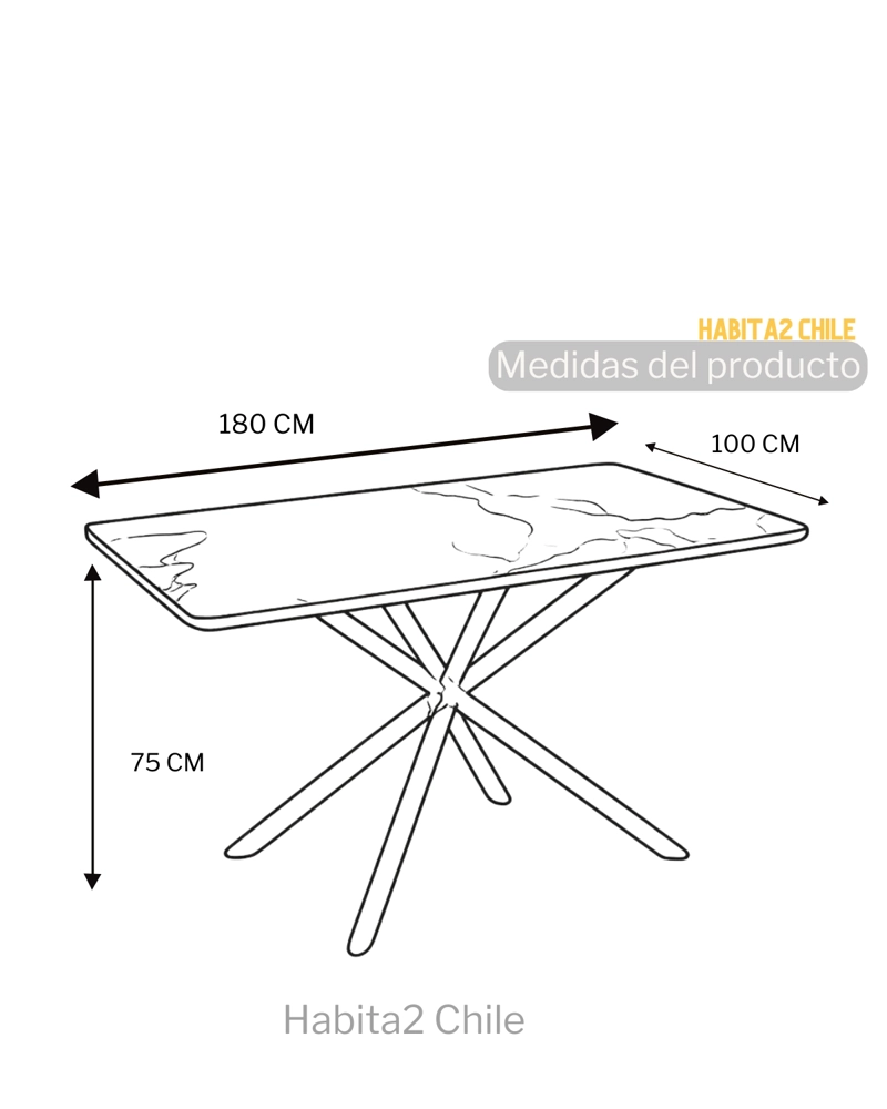 MESA RECTANGULAR DE COMEDOR BECCA 180X100X75 - 3