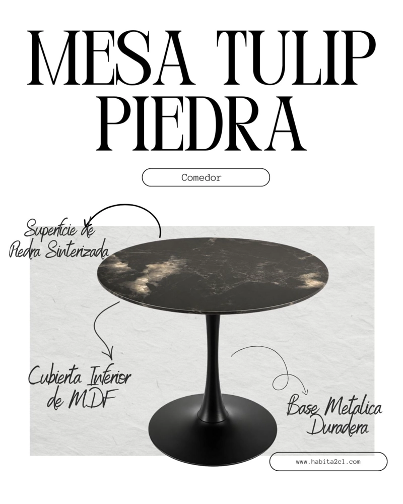 MESA REDONDA 80 CM TULIP PIEDRA - 4