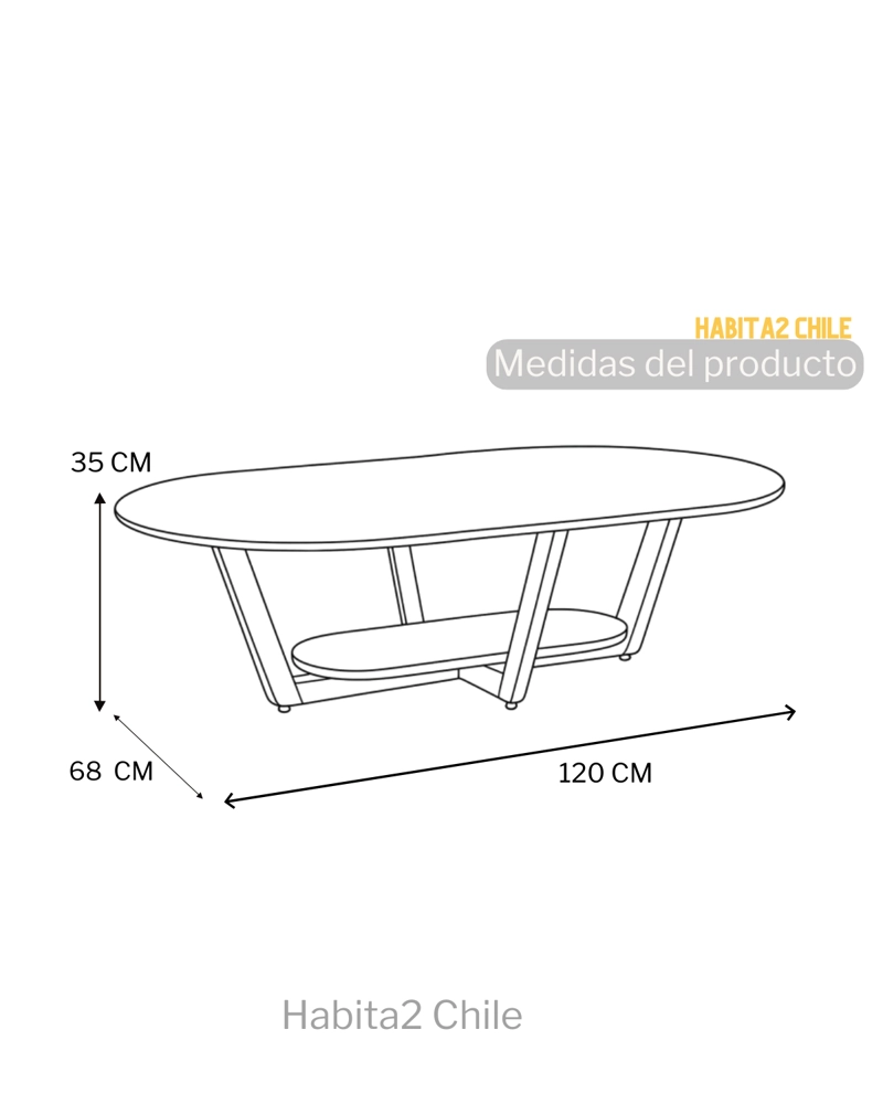 MESA DE CENTRO OVAL 120X68CM - 4
