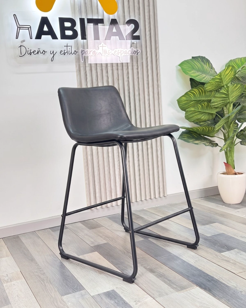 TABURETE LEAH CUERO 65 CM - NEGRO - 4