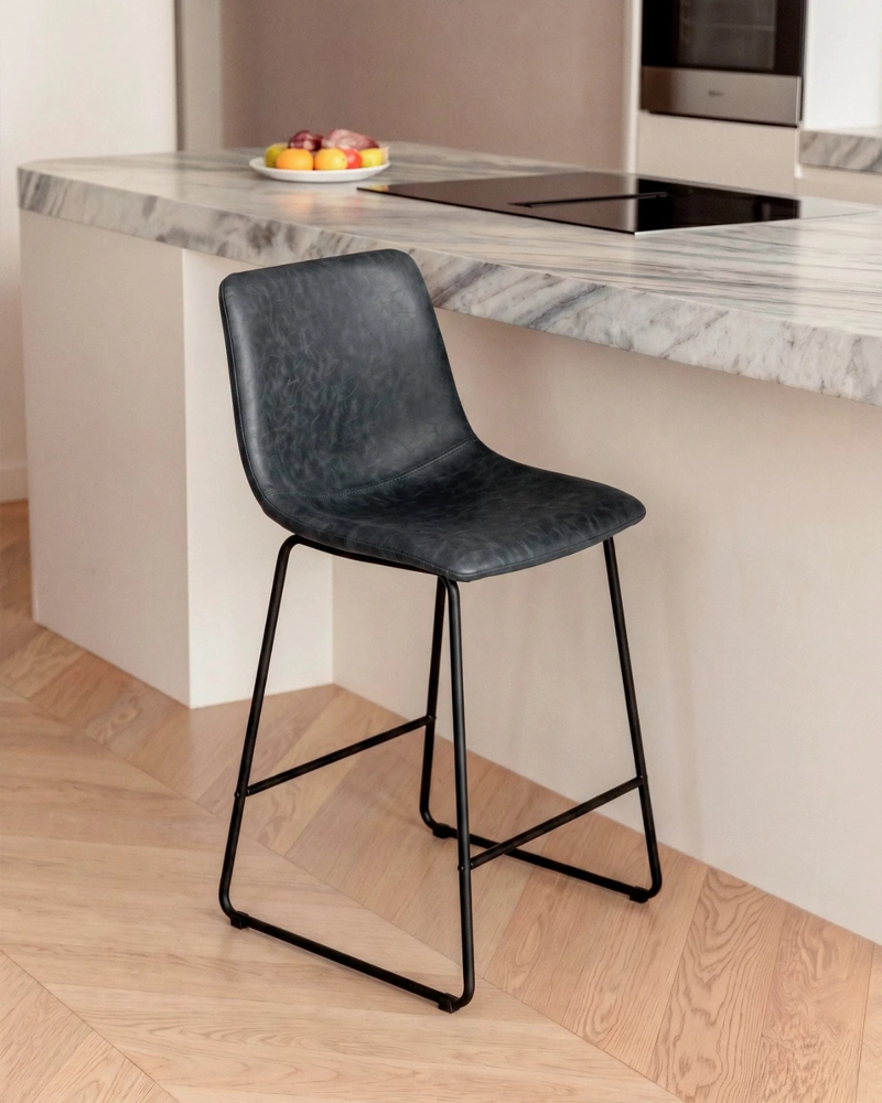 TABURETE LEAH CUERO 65 CM - NEGRO - 5