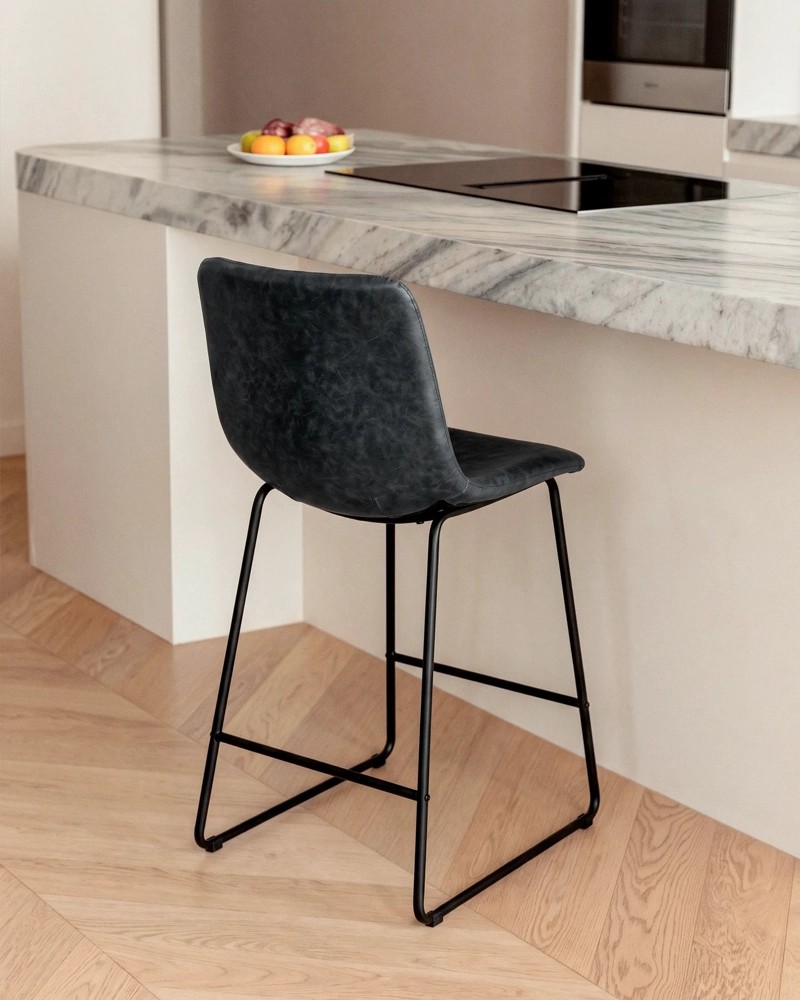 TABURETE LEAH CUERO 65 CM - NEGRO - 6