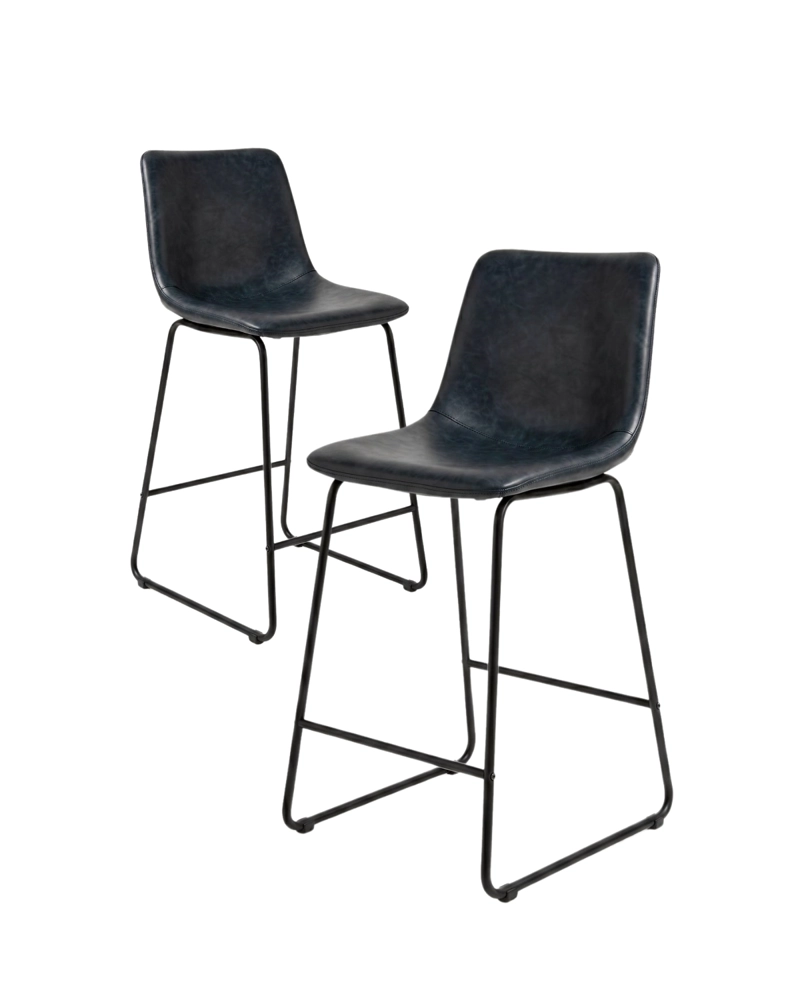 PACK 2 TABURETES DE BAR CUERO 65CM LEAH - 1