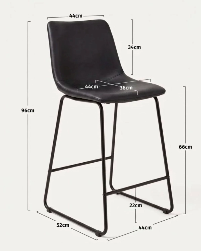 PACK 2 TABURETES DE BAR CUERO 65CM LEAH - 5