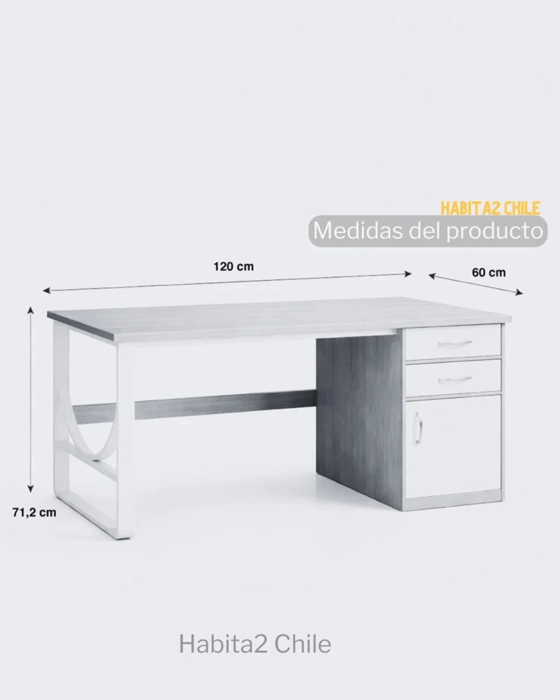 ESCRITORIO 120 CM KALE MDF Y METAL - 4