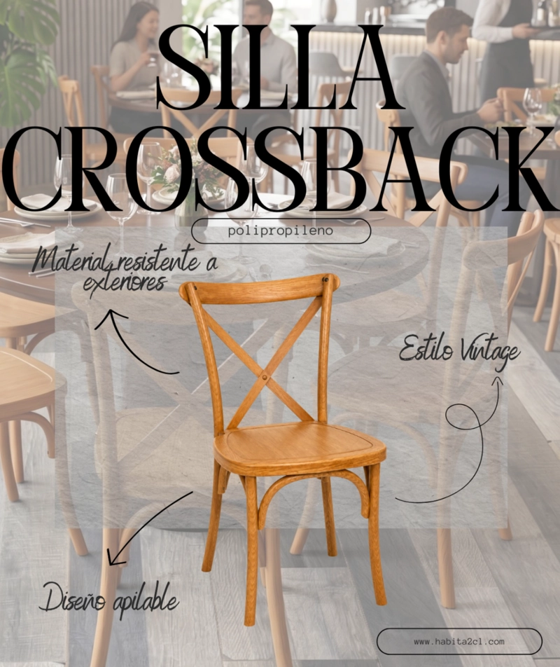 PACK 4 SILLAS CROSSBACK DE POLIPROPILENO - 3