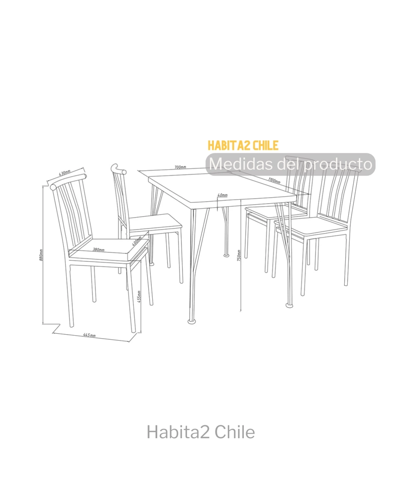 COMEDOR 4 PUESTOS FABRIC 110 CM - 4