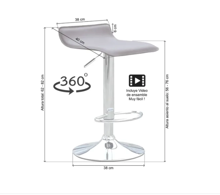 PACK 2 SILLAS DE BAR AJUSTABLE BELINDA - 5