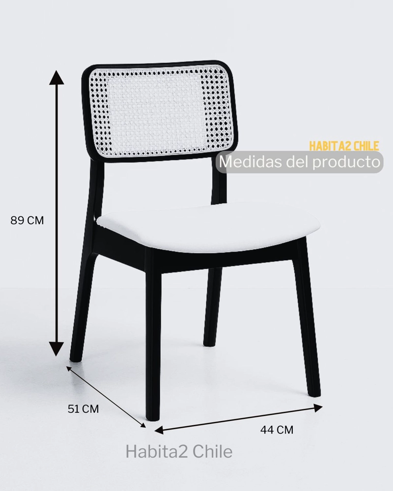 SET 2 SILLAS DE MADERA Y RATTAN INDI - 3