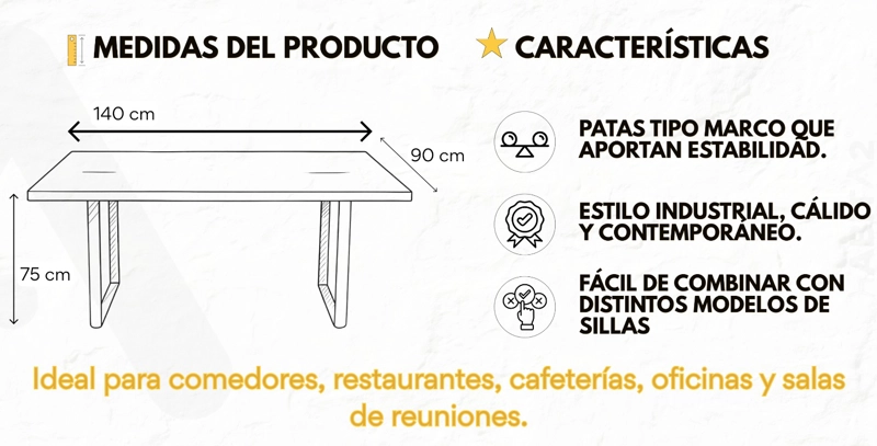 MESA DE COMEDOR 140 CM FOREST RECTANGULAR - 5