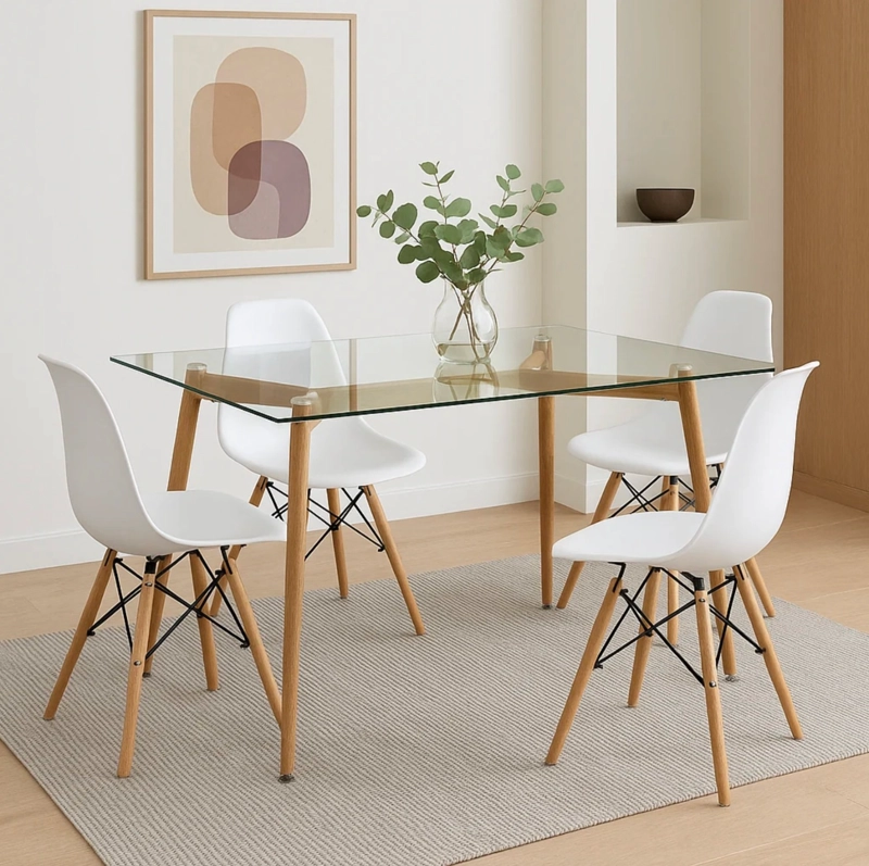 MESA DE VIDRIO 130 CM PARA COMEDOR BARCELONA - 4
