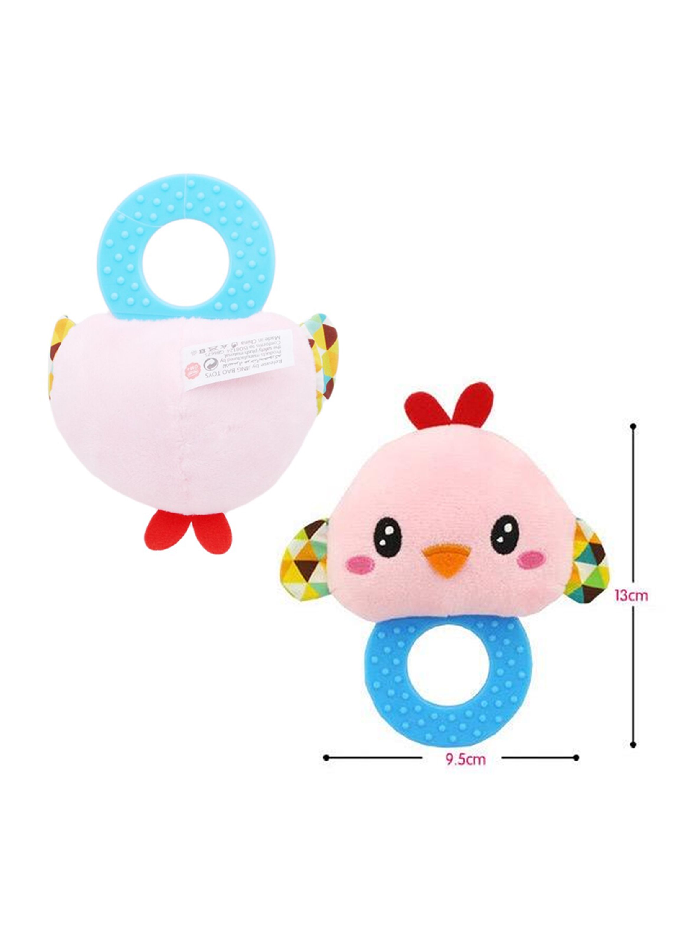 SONAJERO PELUCHE MORDEDOR RASCA ENCIAS DENTINCION BEBÉ CAFÉ - 2