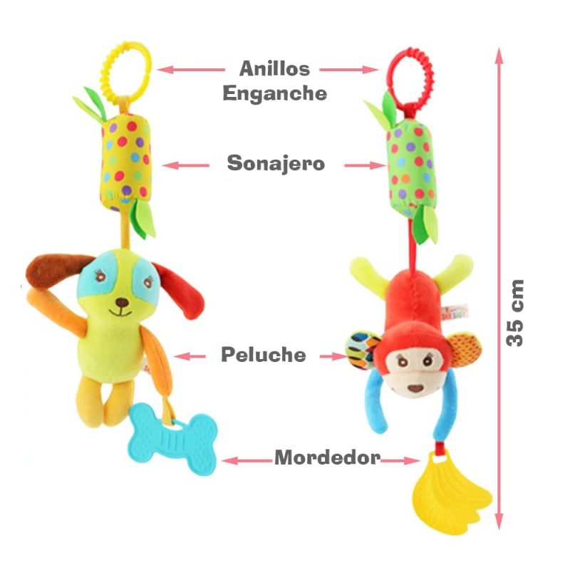 SONAJERO JUGUETE PELUCHE LARGO MORDEDOR COLGANTE COCHECITO - 4