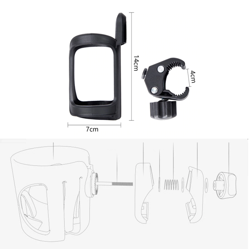 PORTA BOTELLA PARA COCHECITO NEGRO SOPORTE MAMADERA TETE PORTAVASO - 3