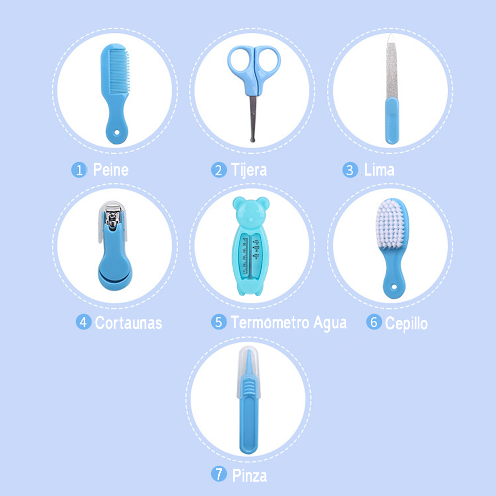 SET MANICURE CHIQUILLOS.CL CUIDADOS BEBE 7 EN 1 CORTAUÑAS PEINE TERMOMETRO - 4