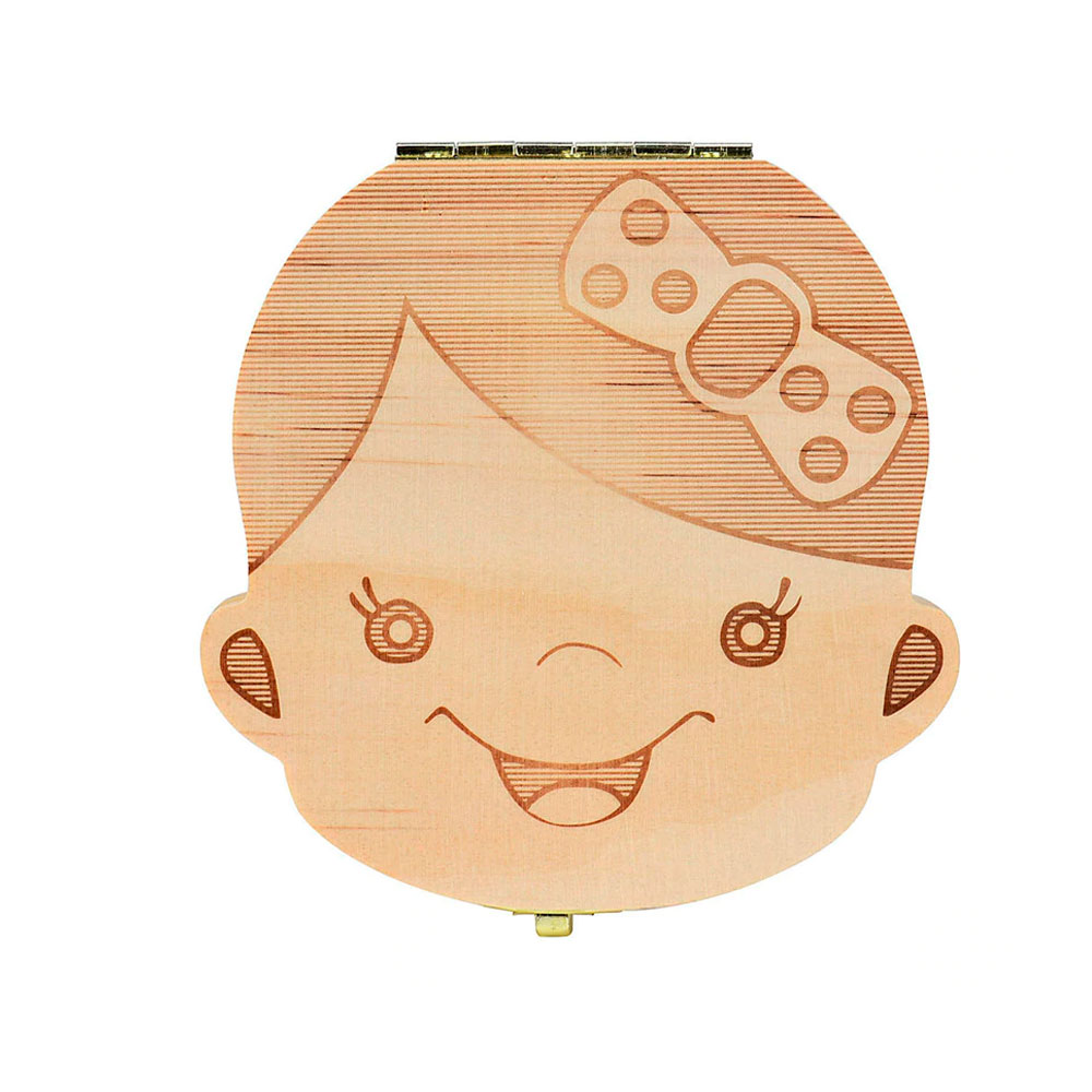CAJITA DE MADERA PARA DIENTES DE LECHE CHIQUILLOS.CL CAFE CLARO NIÑO NIÑA - 1