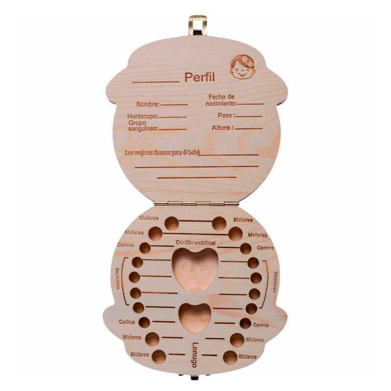 CAJITA DE MADERA PARA DIENTES DE LECHE CHIQUILLOS.CL CAFE CLARO NIÑO NIÑA - 3