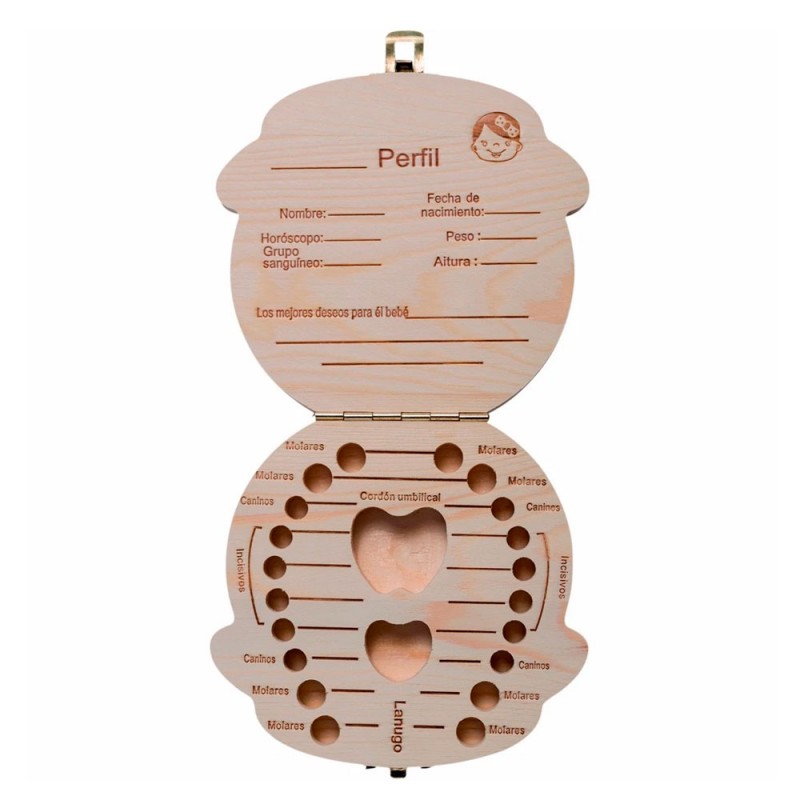 CAJITA DE MADERA PARA DIENTES DE LECHE CHIQUILLOS.CL CAFE CLARO NIÑO NIÑA - 3
