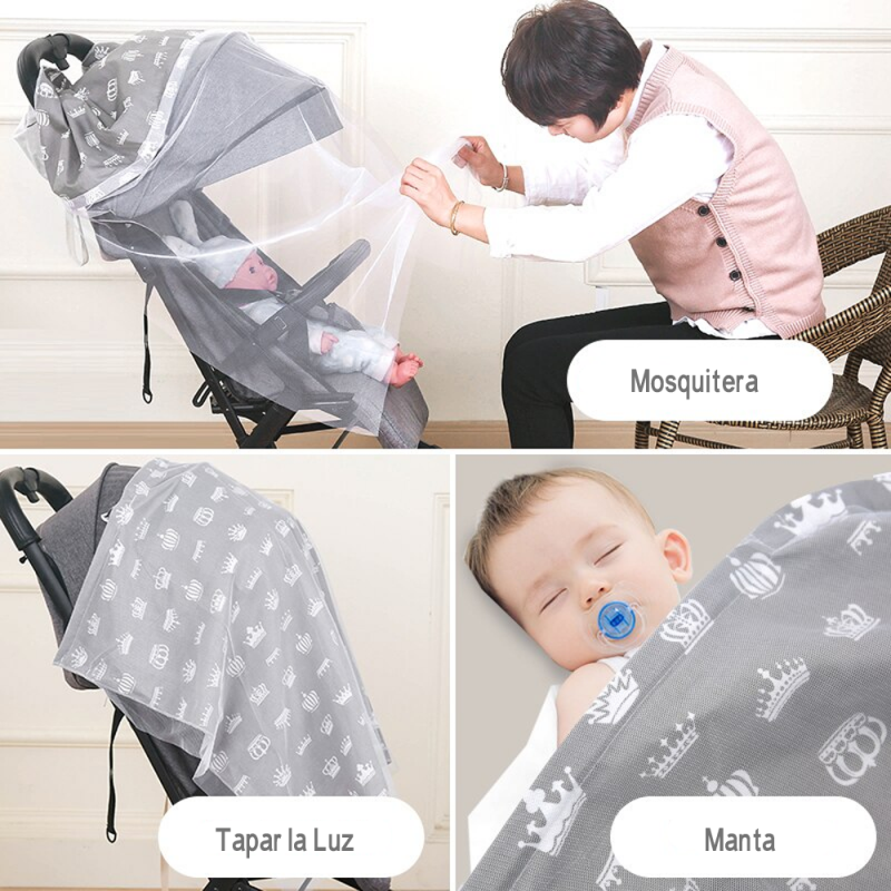 MANTA LACTANCIA BEBE PAÑUELO TOALLA CON MOSQUITERA MULTIUSO - 3