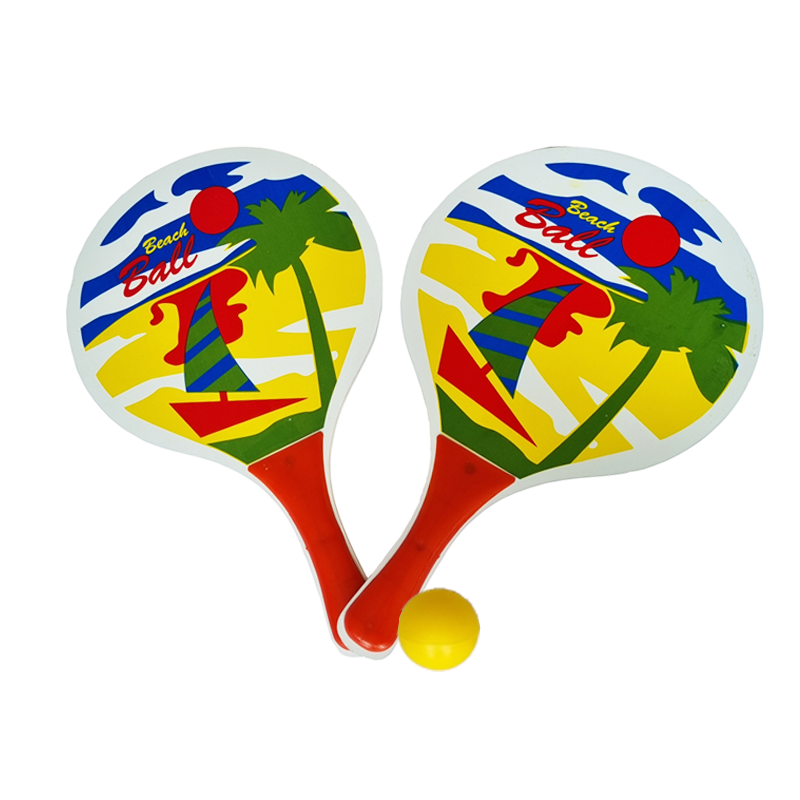PAR PALETAS CHIQUILLOS.CL MADERA PLAYA+PELOTA JUGUETE VERANO TENNIS BEACH - 1