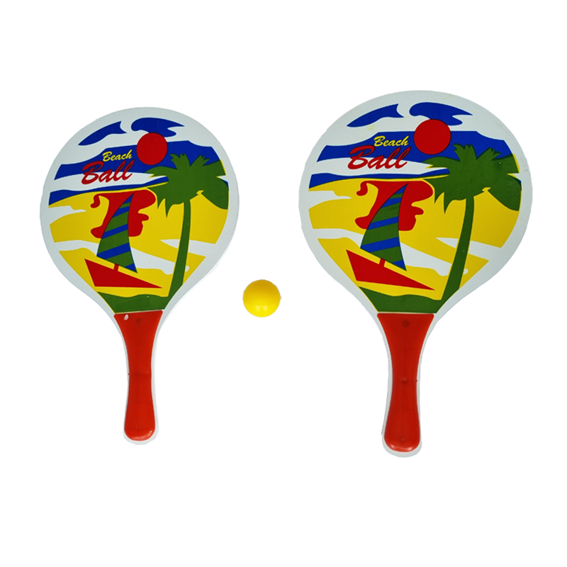 PAR PALETAS CHIQUILLOS.CL MADERA PLAYA+PELOTA JUGUETE VERANO TENNIS BEACH - 2