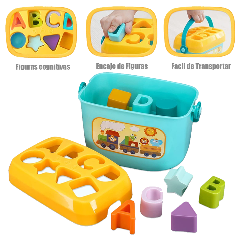 CAJA DIDACTICA DE ENCAJE CHIQUILLOS.CL MULTICOLOR JUGUETE FIGURA GEOMETRICA Y LETRAS - 2