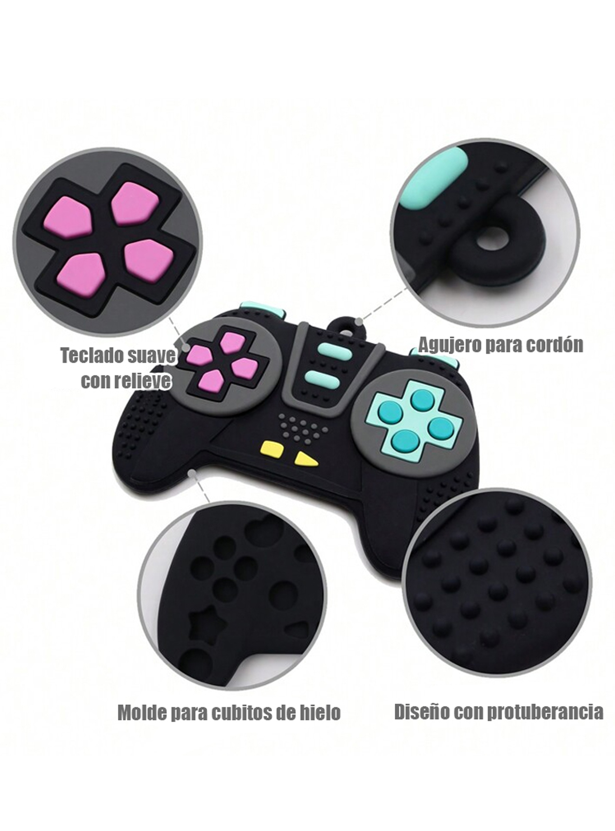 MORDEDOR CHIQUILLOS.CL SENSORIAL SILICONA CONTROL REMOTO DENTINCIÓN BEBÉ NEGRO - 4