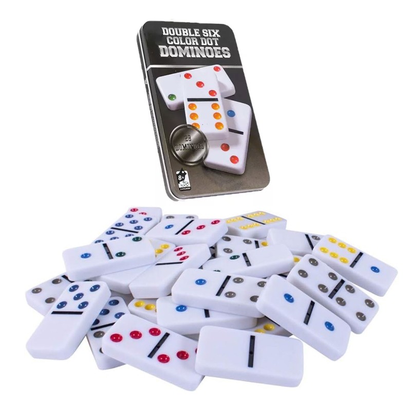 DOMINÓ CHIQUILLOS.CL JUEGO 28 PIEZA COLOR JUEGO MESA DOBLE SEIS + CAJA - 1