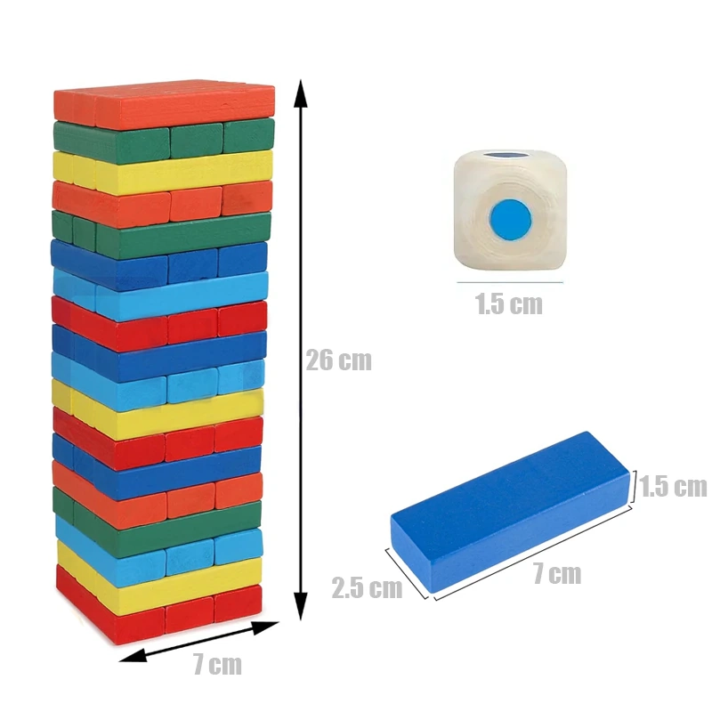 JUEGO YENGA COLORES EDUCATIVO PARA NIÑOS 54 PIEZAS - 3