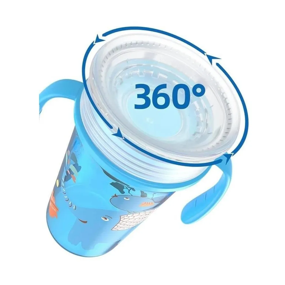TAZA CHIQUILLOS.CL ANTIDERRAME VASO MÁGICA 360 BOTELLA ANTIDERRAME BEBÉ AZUL - 3
