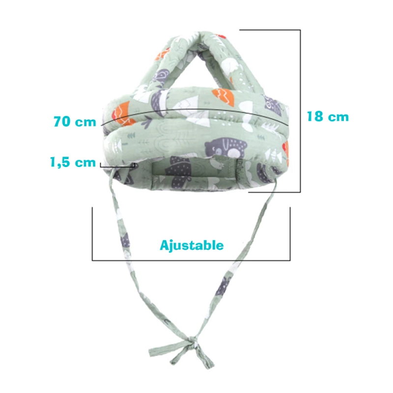 CASCO CHIQUILLOS.CL PROTECCION SEGURIDAD BEBÉ GORRO ANTIGOLPE GATEO VERDE - 2
