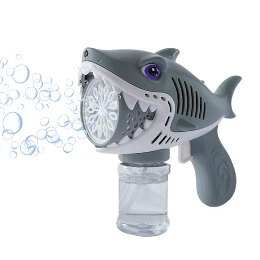 PISTOLA LANZA BURBUJAS TIBURON LUCES Y SONIDOS + LIQUIDO - 1