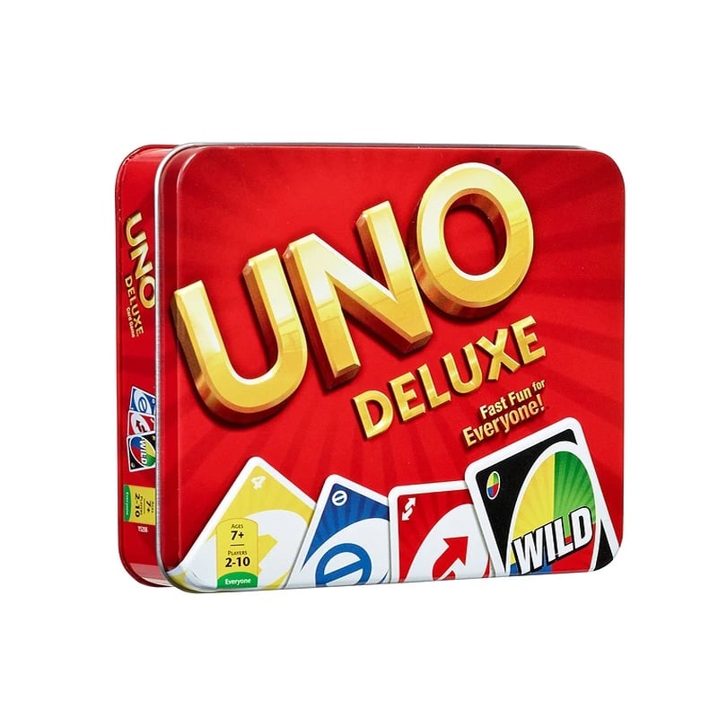 UNO DELUXE JUEGO DE CARTAS + CAJA DE ALUMINIO JUGO DE MESA - 1