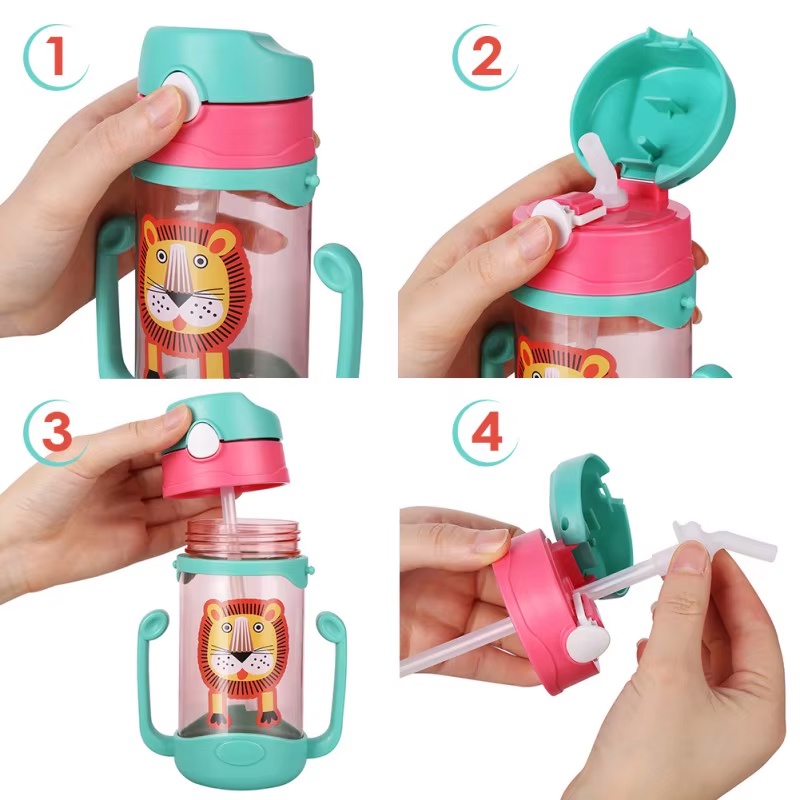 BOTELLA CON BOMBILLA PARA AGUA ANTIDERRAME CON CORREA NIÑOS - 5