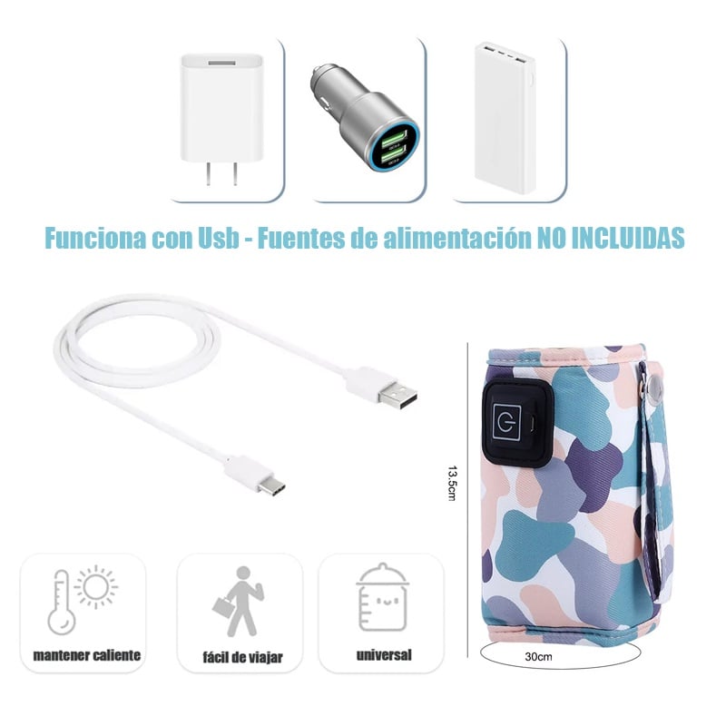 CALENTADORA BIBERONES MAMADERA CON CALEFACCION PORTATIL USB - 3