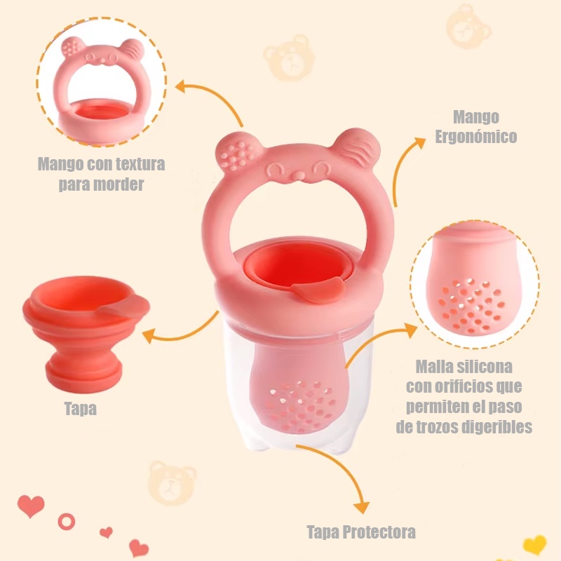 CHUPETE FRUTA BEBE MORDEDOR RASCA ENCIA + MOLDE PARA HELADOS - 2