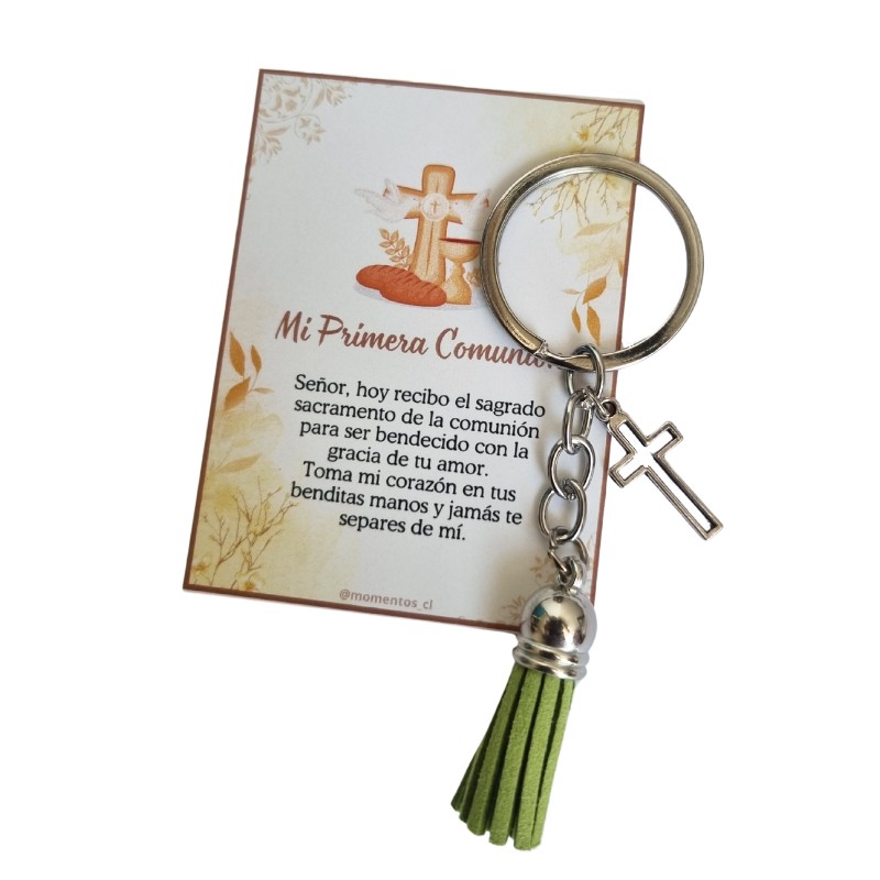 RECUERDOS ENCINTADOS PRIMERA COMUNION 12 LLAVEROS + TARJETAS - 1