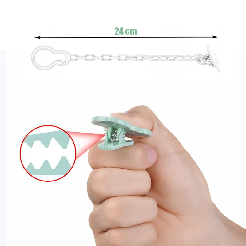 PORTA CHUPETE CLIP PLASTICO CADENA AFIRMADOR COLGANTE - 2