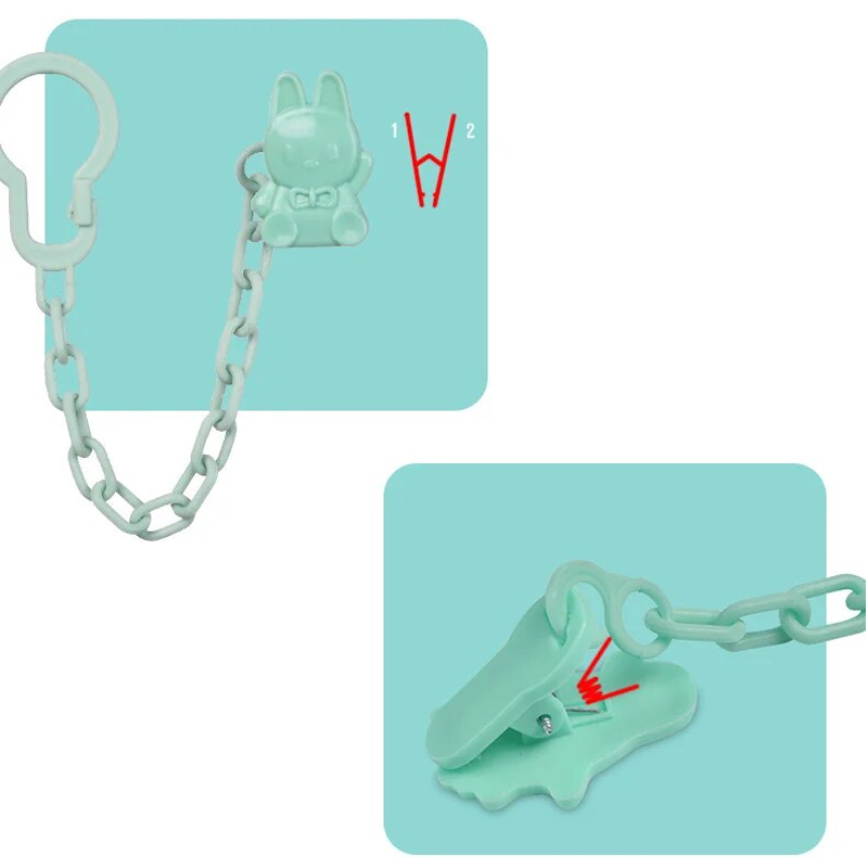 PORTA CHUPETE CLIP PLASTICO CADENA AFIRMADOR COLGANTE - 4