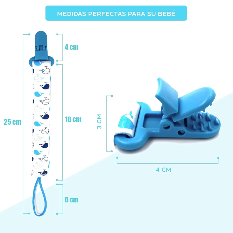 PORTA CHUPETE DE CINTA CLIPS DE TELA PARA BEBE AFIRMA TETE - 2